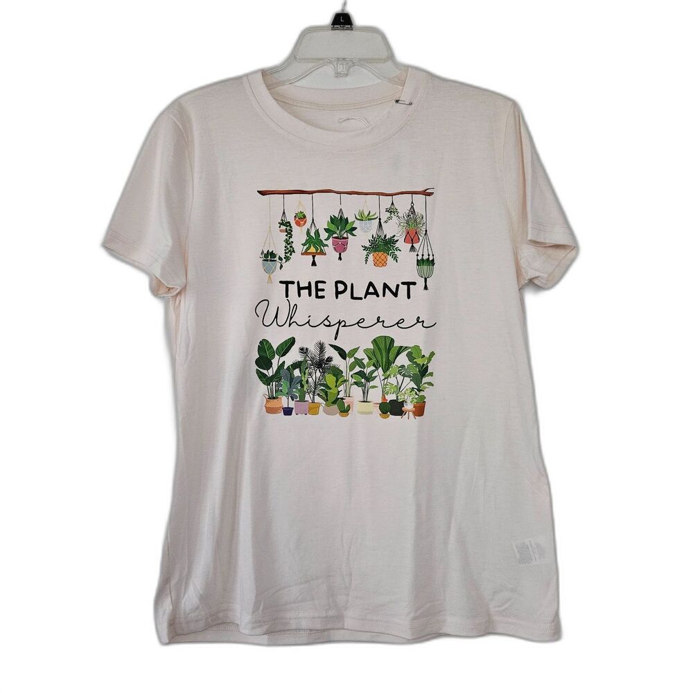 The Plant Whisperer Graphic Women's T-shirt Light Apricot Color Medium NEW